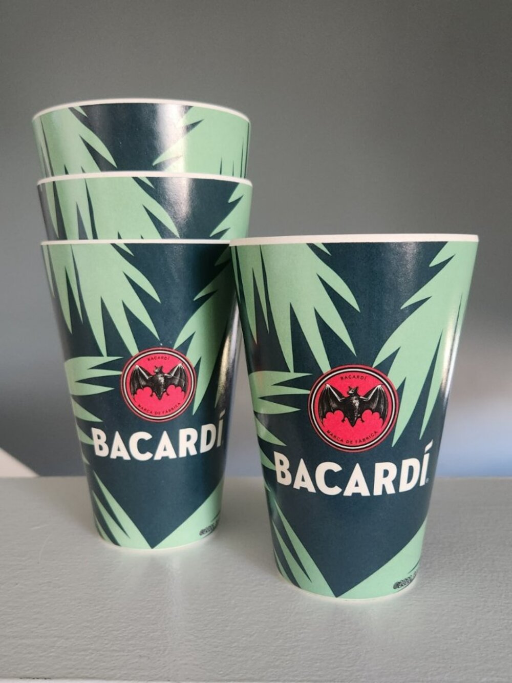 lot 14 BACARDI reusable cups 5" hard plastic palm tree rum bar promo party BBQ